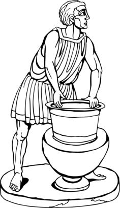 Antic man with urn