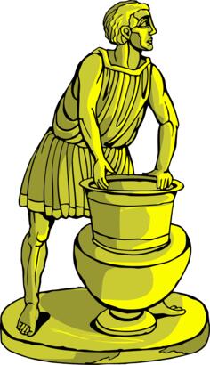 Golden statue of fountain and man