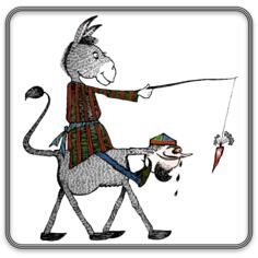 Donkey ridding a man
