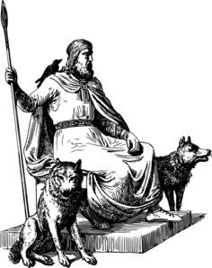 Odin with wolfs