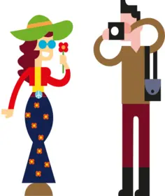 Happy tourists
