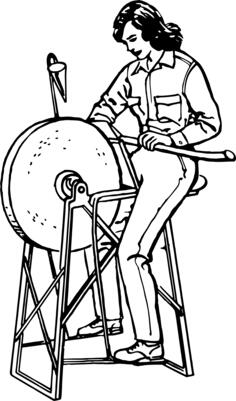 Grindstone with working woman