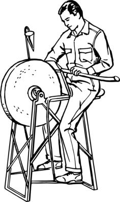 Man using grindstone