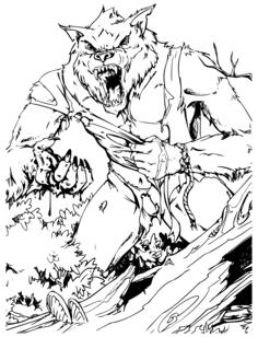 Lycanthrope in black and white