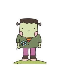 Cute monster with flowers