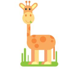 Cartoon giraffe eating grass