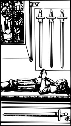Four of swords and knight card