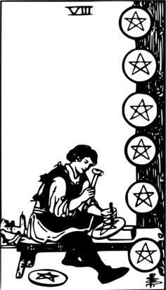 Eight of pentacles card