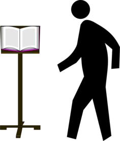 Professor at lectern