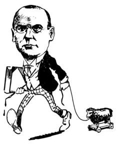 Man with a toy sheep