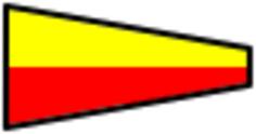 Signal flag in yellow and red