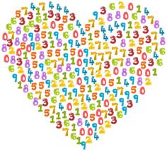 Colorful animal numbers in a heart