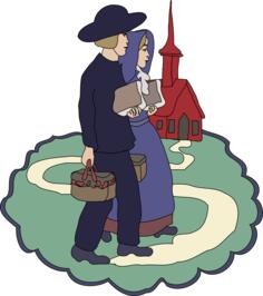 Amish couple drawing