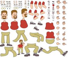 Cartoon man body parts