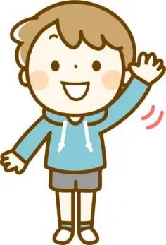 Waving cartoon kid