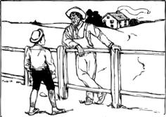 Man and boy on a farm