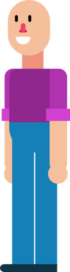 Flat man without hair