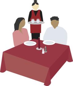 Customers and waitress