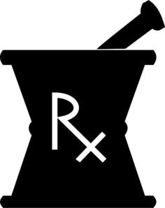 Pharmacy mortar and pestle silhouette