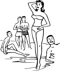 Boys watching a girl