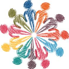 People sketch in a circle