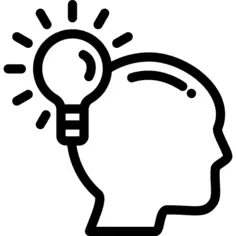 Head with light bulb