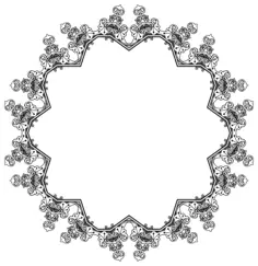 Round floral frame vector illustration