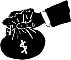 Dollar bag in vector silhouette