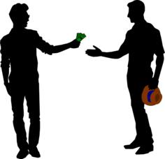 Lending money vector silhouette