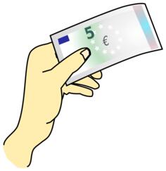 Hand holding 5 euros