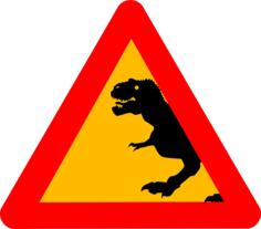 Warning symbol Tyrannosaurus Rex