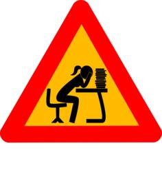 Woman at intellectual work road symbol
