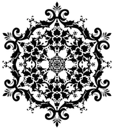 Round flowery vector silhouette