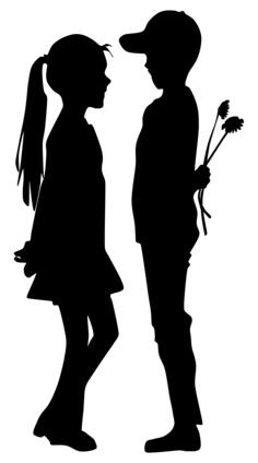 Boy giving flowers to a girl