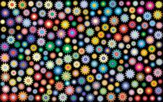 Colorful flowers on black background