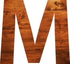 Wood texture alphabet M