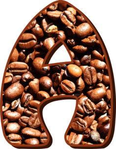 Coffee beans in letter A