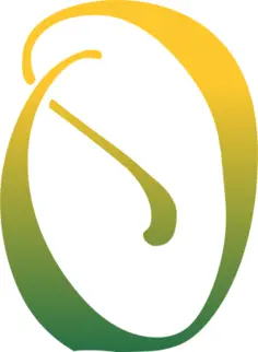 Letter O in green and yellow