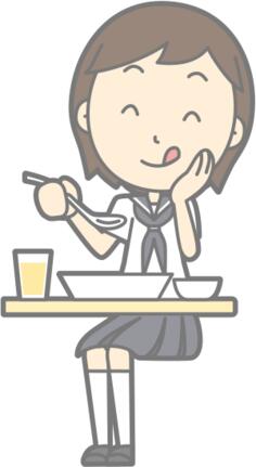 Schoolgirl enjoying lunch