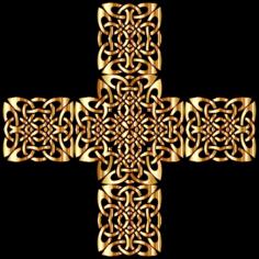 Golden Celtic knot in cross