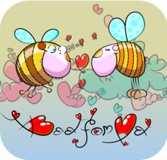 Cartoon bees in love