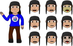 Girl with faces set