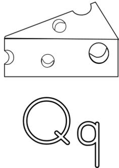 ''Q'' letter and cheese