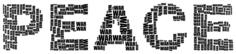 Black silhouette of ''war and peace'' words