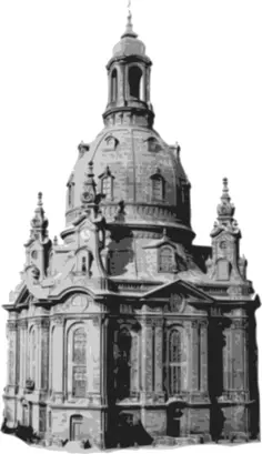 Dresden church in black and white