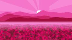 Pink illustration of flowery field