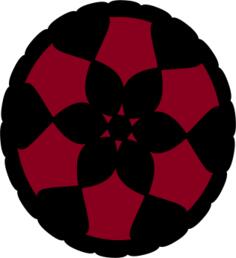 Red and black floral circle