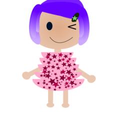 Winking girl in starry dress