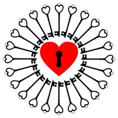 Locked heart and keys