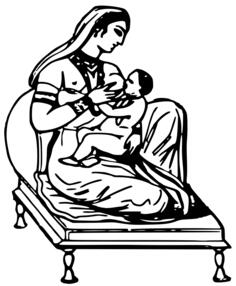 Indian woman breast feeding